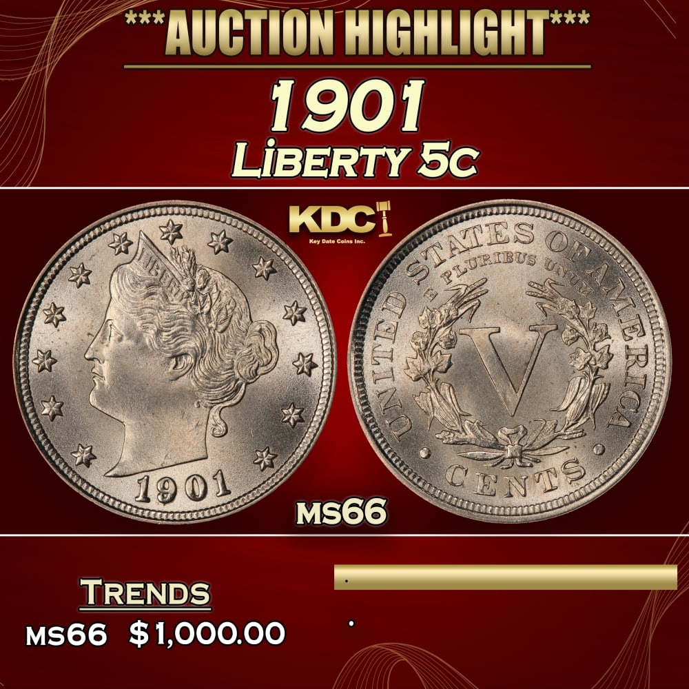 1901 Liberty Nickel 5c ms66 SEGS: 1901 Liberty Nickel 5c ms66 SEGS. 0