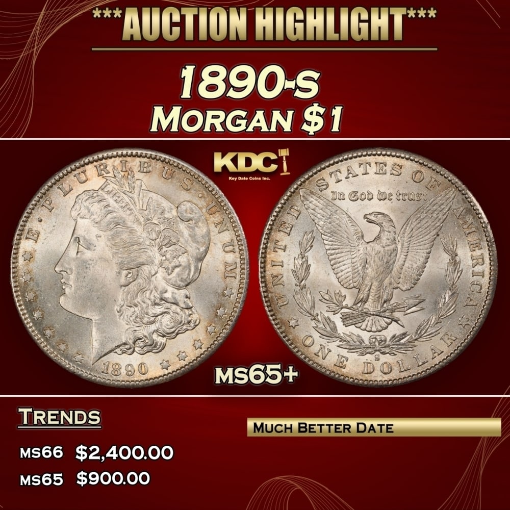 1890-s Morgan Dollar $1 ms65+ SEGS: 1890-s Morgan Dollar $1 ms65+ SEGS. 0
