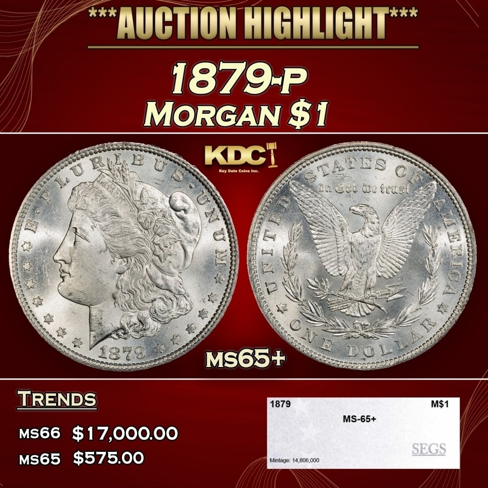 1879-p Morgan Dollar $1 ms65+ SEGS: 1879-p Morgan Dollar $1 ms65+ SEGS. 0