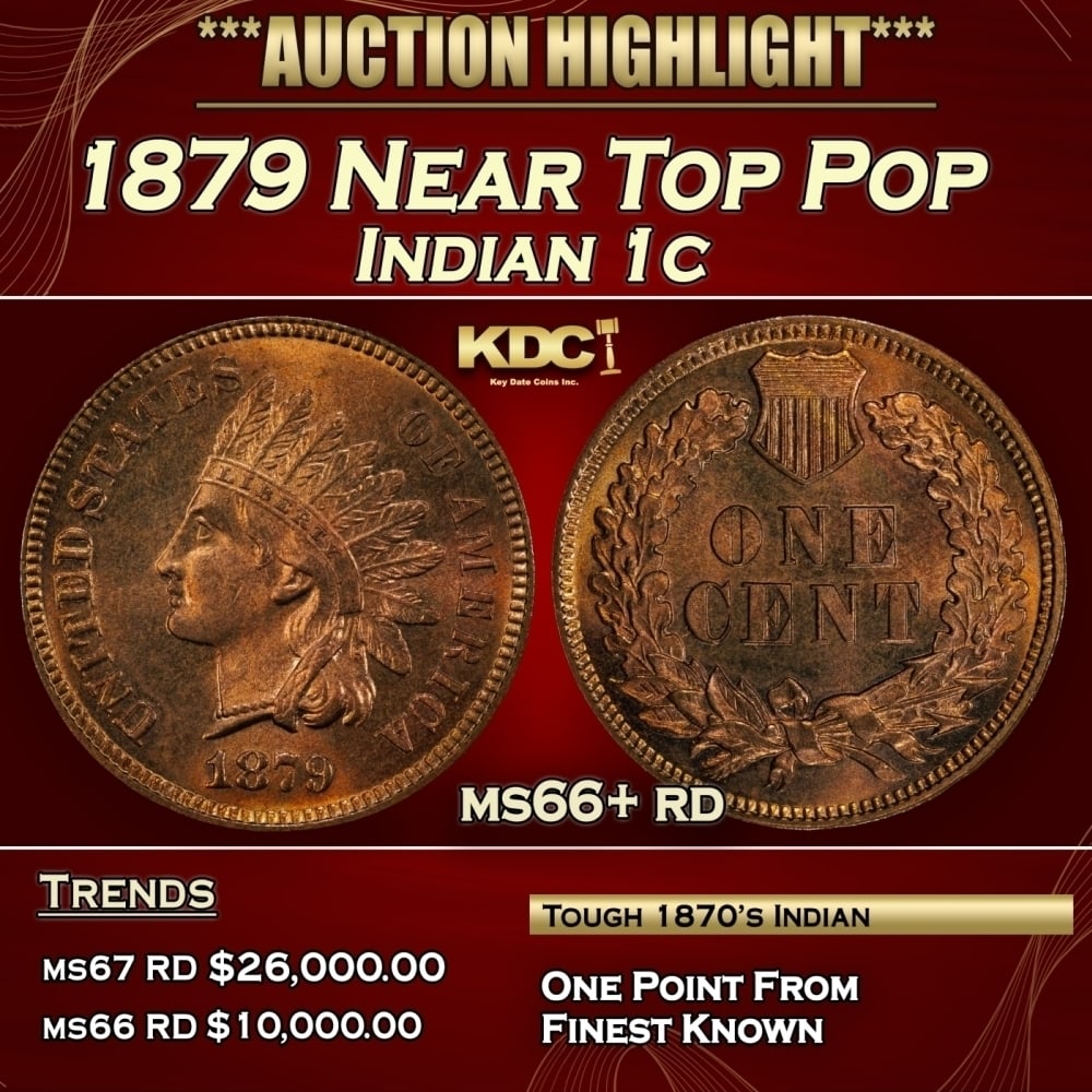 1879 Indian Cent Near Top Pop 1c ms66+ rd SEGS: 1879 Near Top Pop Indian Cent 1c ms66+ rd SEGS. 0