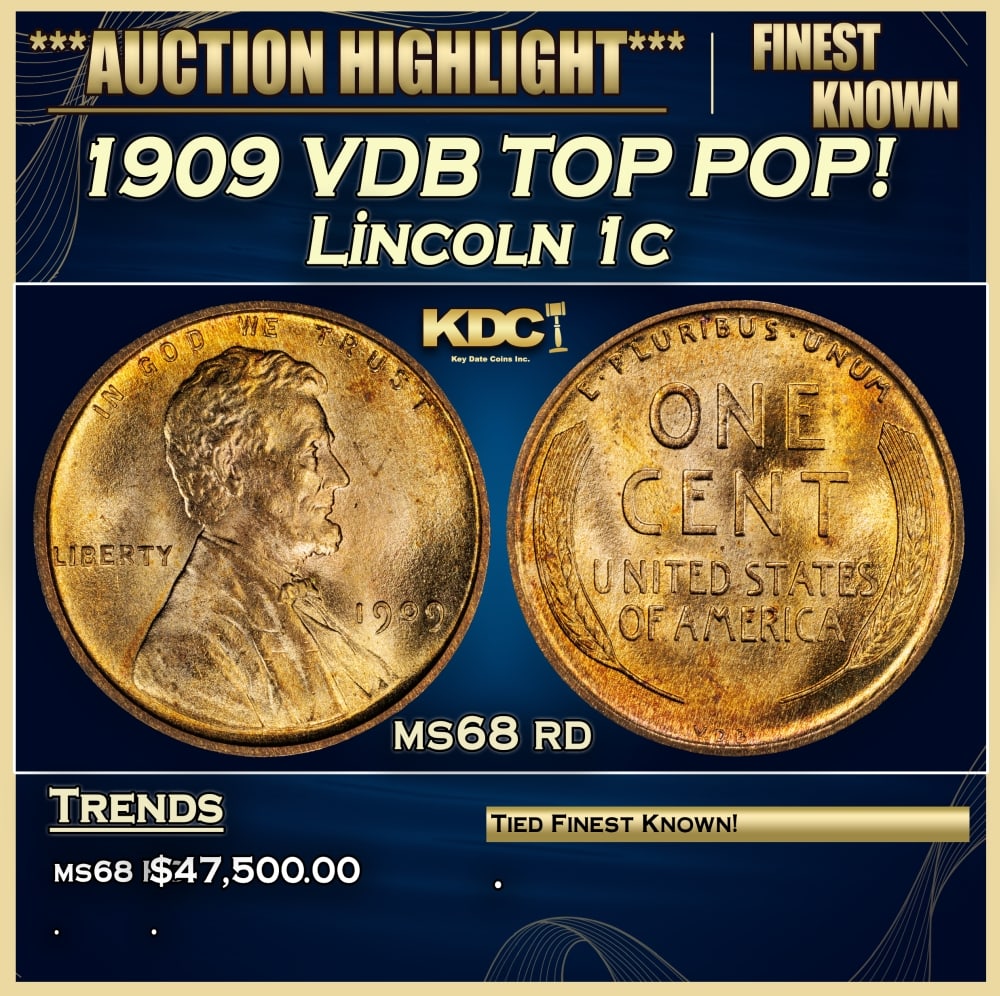 1909 VDB Lincoln Cent TOP POP! 1c ms68 rd SEGS (1 of 3)