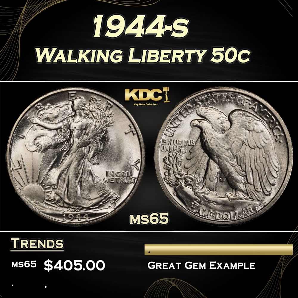 1944-s Walking Liberty Half Dollar 50c Grades ms65 (1 of 3)