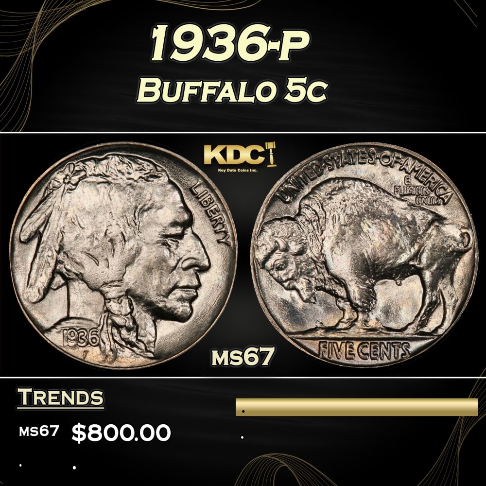 1936-p Buffalo Nickel 5c ms67 SEGS (1 of 3)