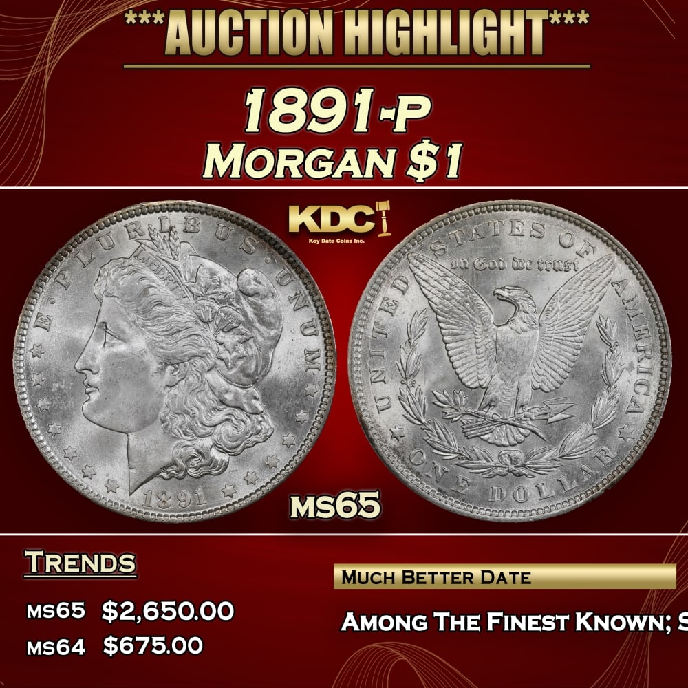 1891-p Morgan Dollar $1 Grades ms65 SEGS (1 of 3)