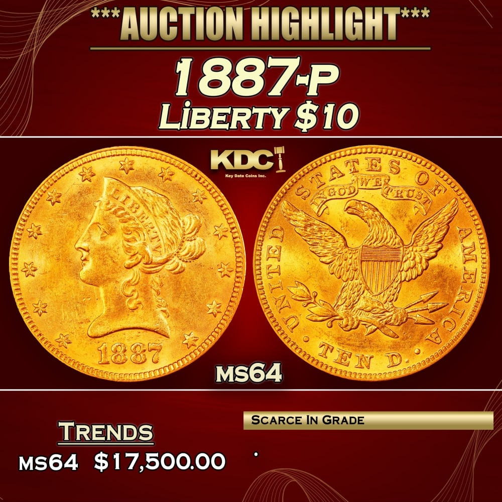 1887-p Gold Liberty Eagle $10 ms64 SEGS: 1887-p Gold Liberty Eagle $10 ms64 SEGS. 0