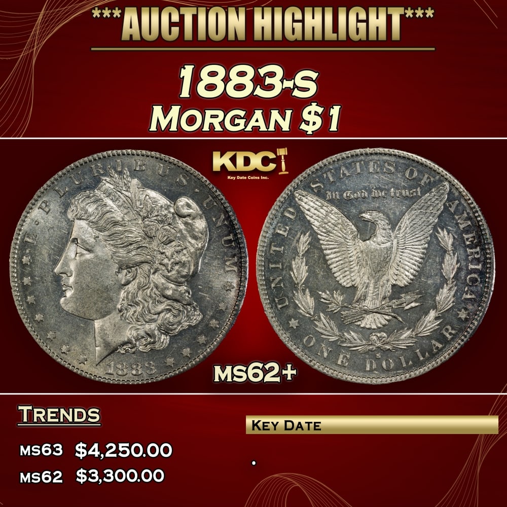 1883-s Morgan Dollar $1 ms62+ USCG (1 of 3)
