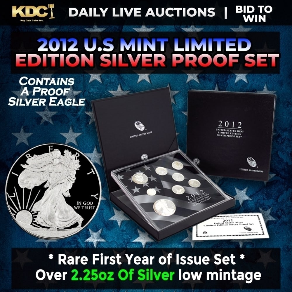 ***RARE First Year Of Issue 2012 United States Mint Limited Edition Silver Proof Set 8 coins, Over: ***RARE First Year Of Issue 2012 United States Mint Limited Edition Silver Proof Set 8 coins, Over 2.25oz Of Silver low mintage. Introduced in 2012, this limited edition set was part of an exclusive s