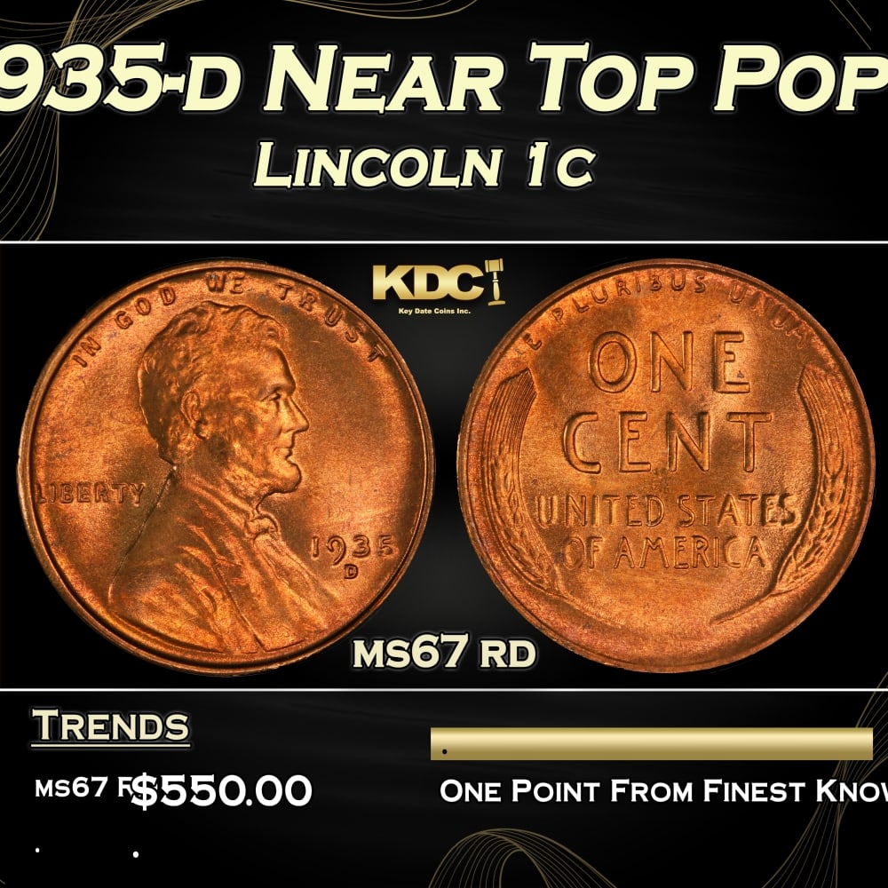 1935-d Lincoln Cent Near Top Pop 1c ms67 rd SEGS (1 of 3)