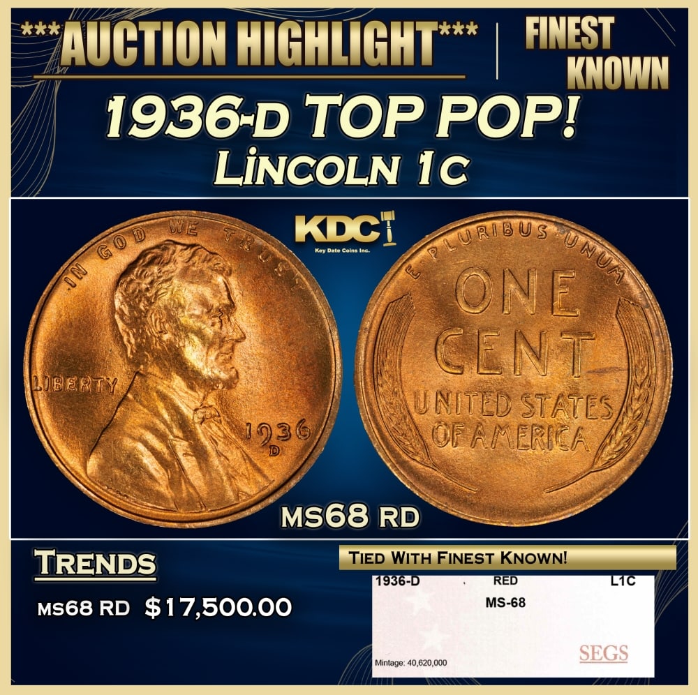 1936-d Lincoln Cent TOP POP! 1c ms68 rd SEGS (1 of 2)