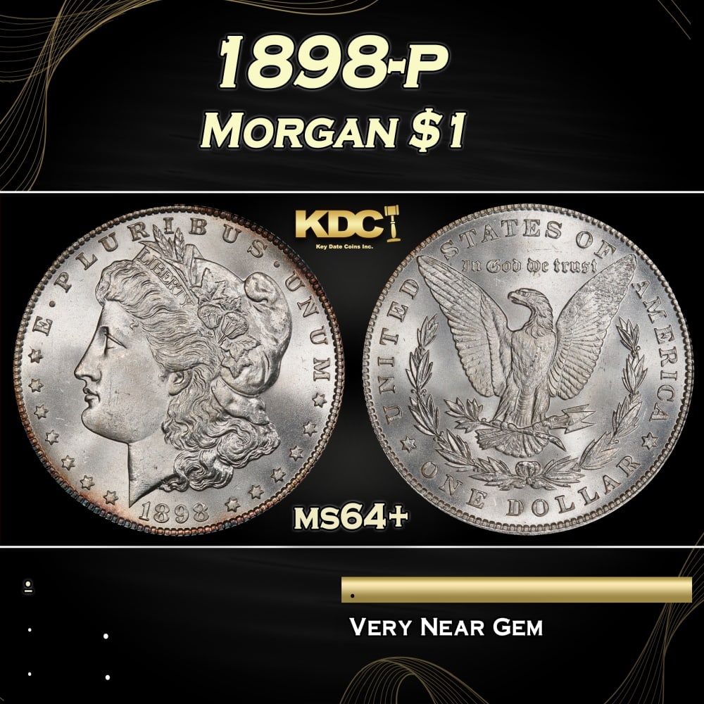 1898-p Morgan Dollar $1 Grades ms64+ (1 of 3)