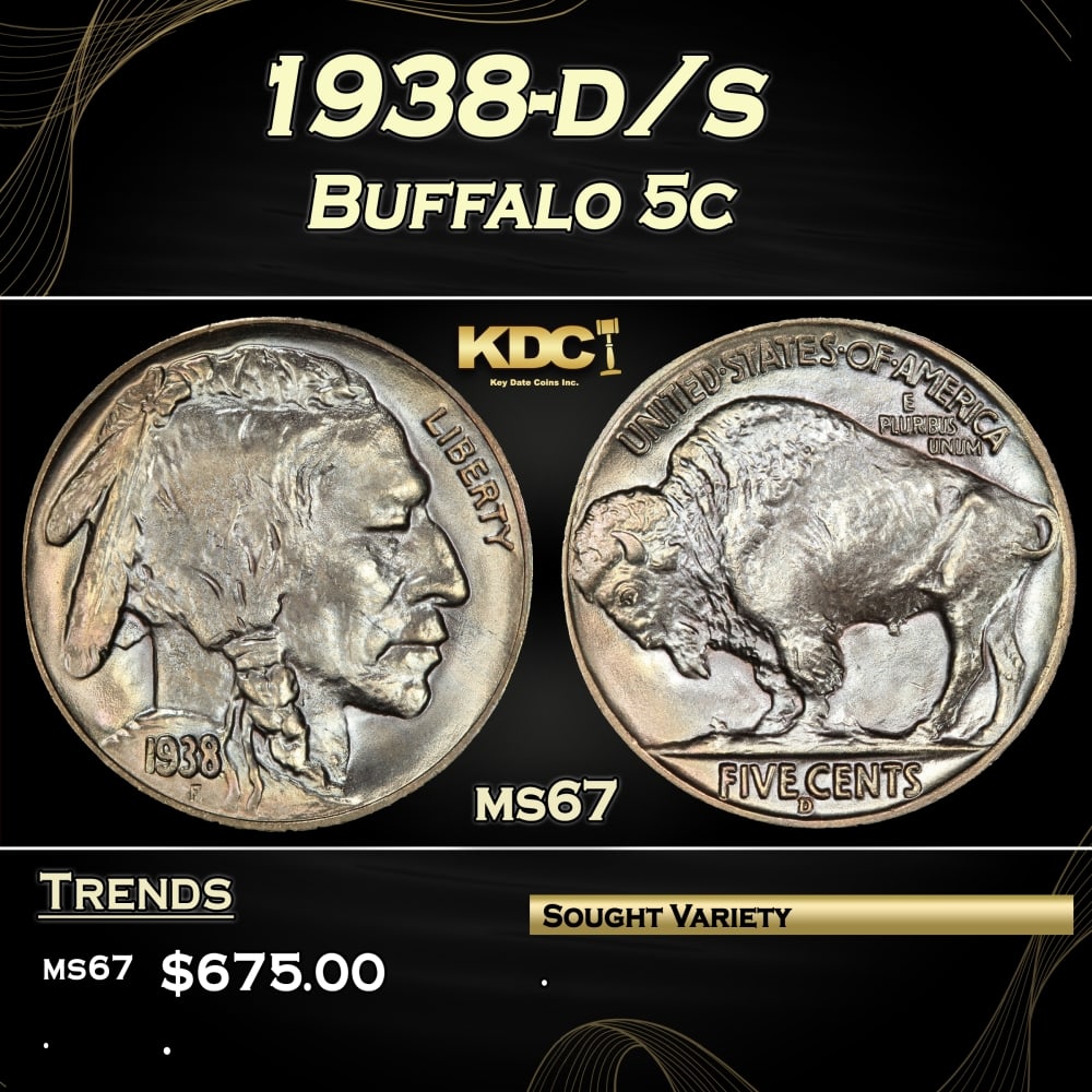 1938-d/s Buffalo Nickel 5c ms67 SEGS (1 of 3)