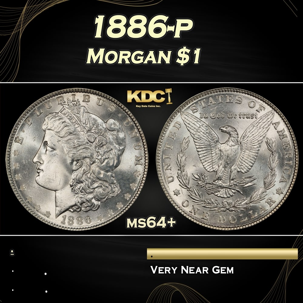 1886-p Morgan Dollar $1 Grades ms64+ (1 of 3)