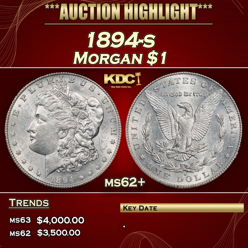 1894-s Morgan Dollar $1 ms62+ USCG (1 of 3)
