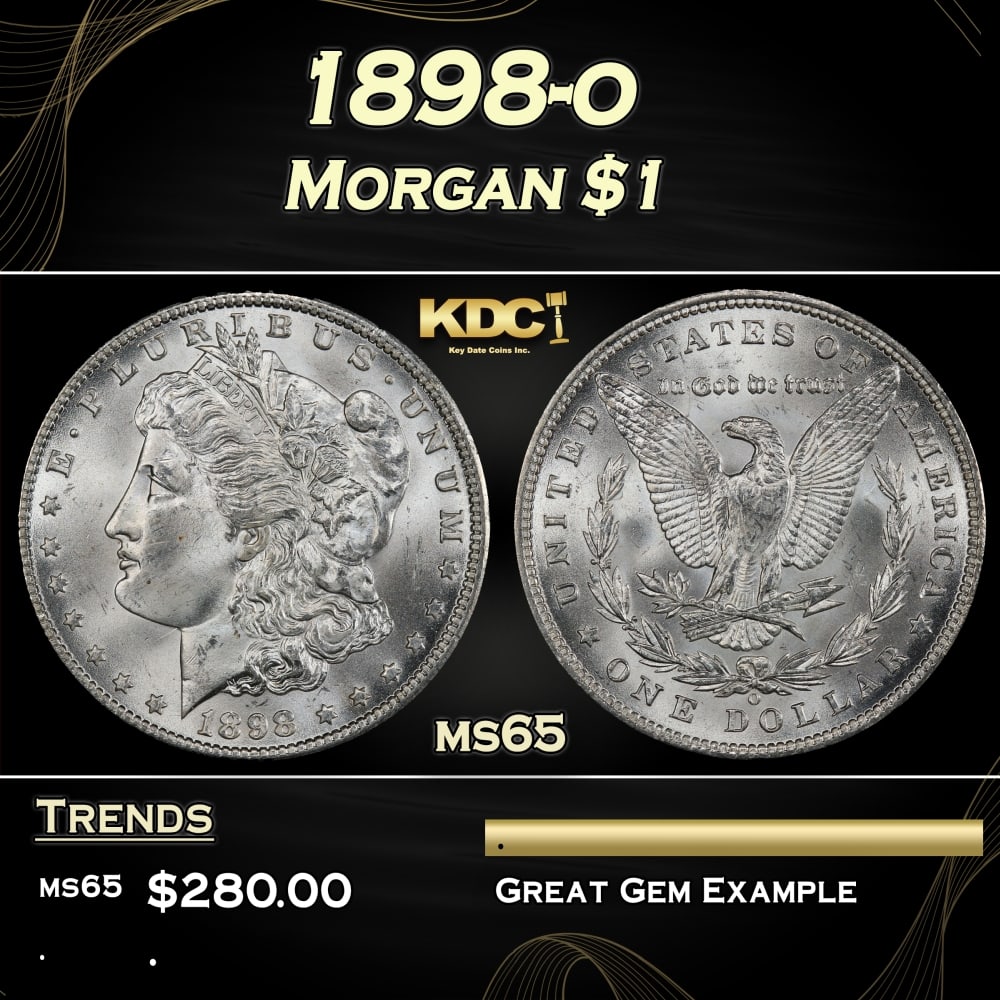 1898-o Morgan Dollar $1 Grades ms65 (1 of 3)