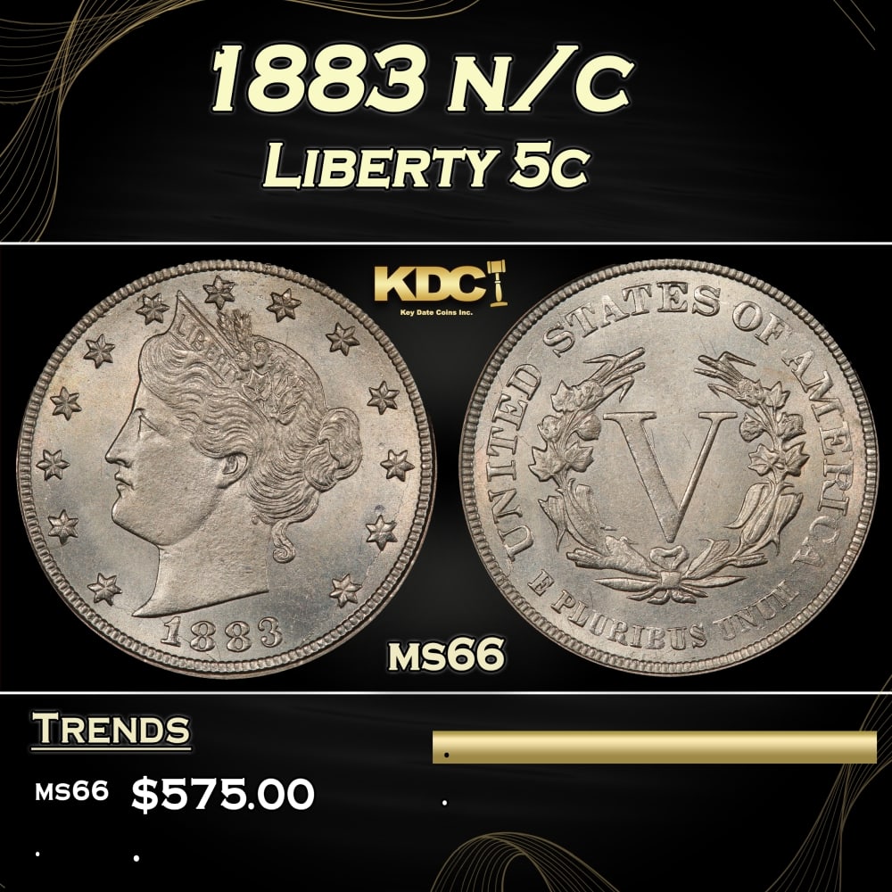 1883 n/c Liberty Nickel 5c Grades ms66: 1883 n/c Liberty Nickel 5c Grades ms66. 0