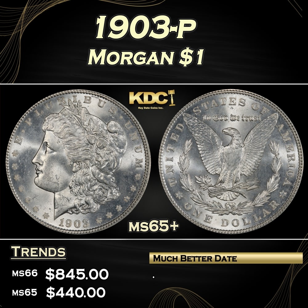 1903-p Morgan Dollar $1 Grades ms65+ (1 of 3)