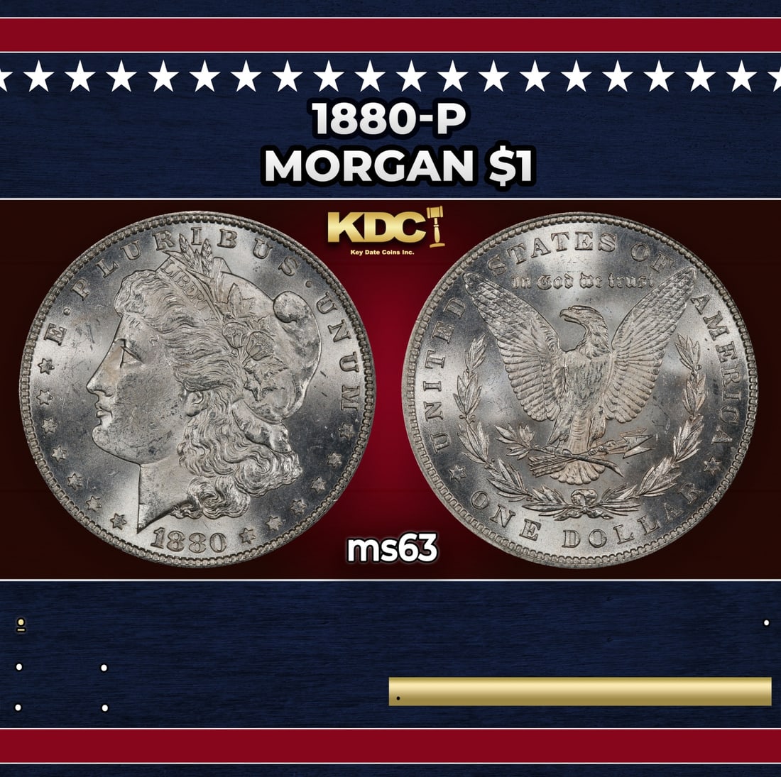 1880-p Morgan Dollar $1 Grades ms63 (1 of 3)