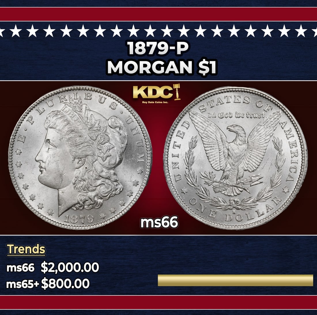 1879-p Morgan Dollar $1 ms66 SEGS: 1879-p Morgan Dollar $1 ms66 SEGS.