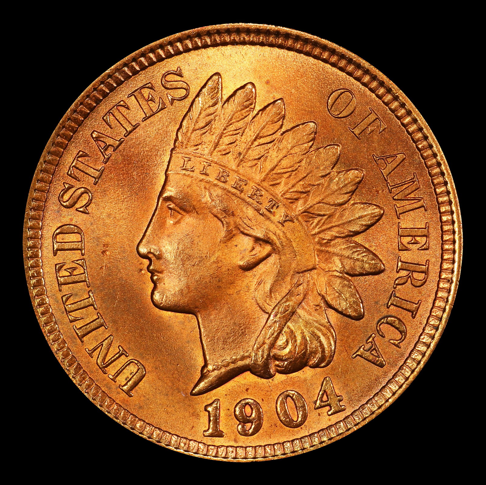 1904 Indian Cent . 1c Grades ms66 rb - 2