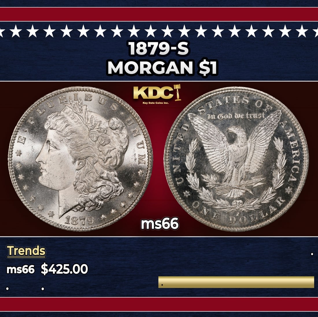 1879-s Morgan Dollar $1 Grades ms66: 1879-s Morgan Dollar $1 Grades ms66.