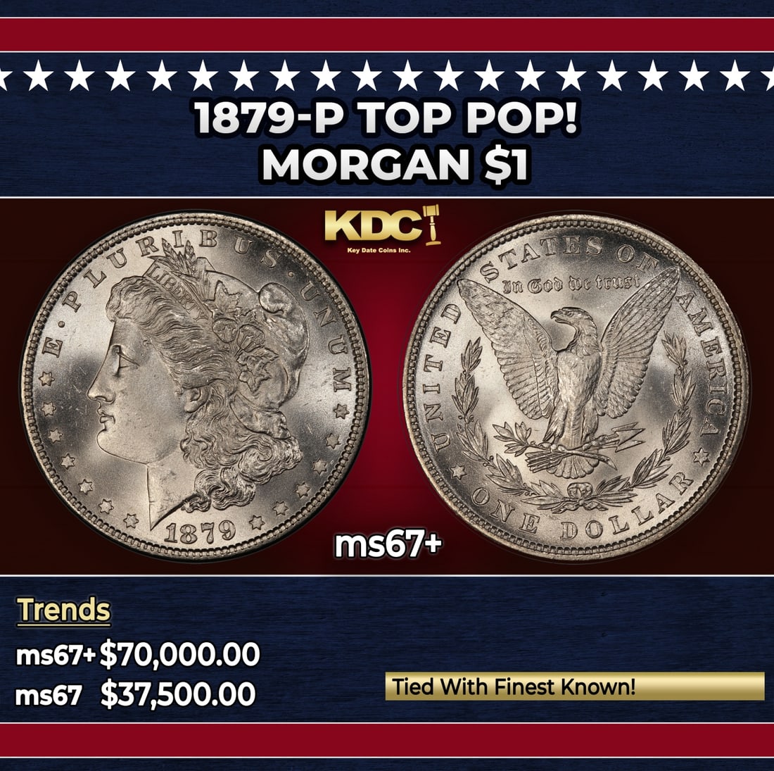 1879-p Morgan Dollar TOP POP! $1 ms67+ SEGS: 1879-p TOP POP! Morgan Dollar $1 ms67+ SEGS.