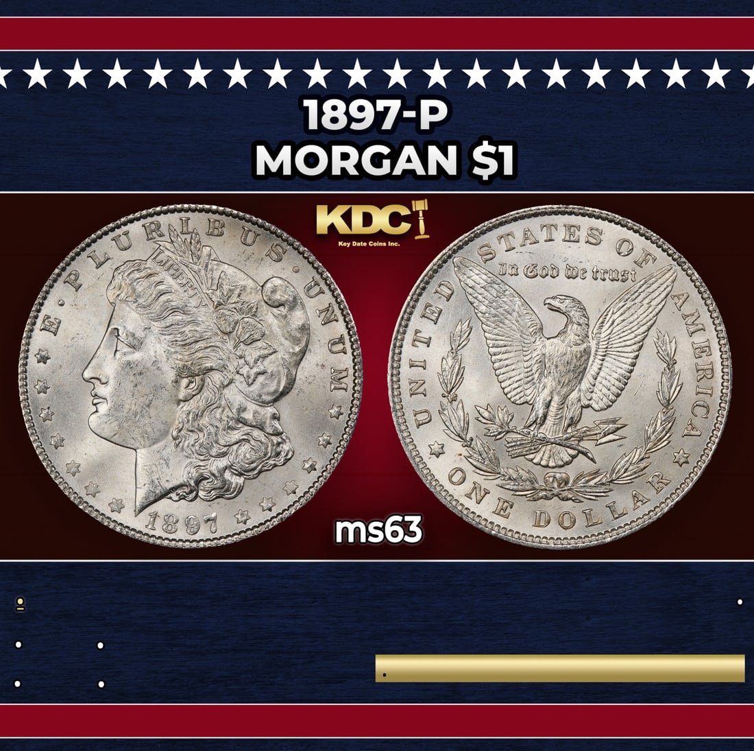 1897-p Morgan Dollar $1 Grades ms63 (1 of 3)