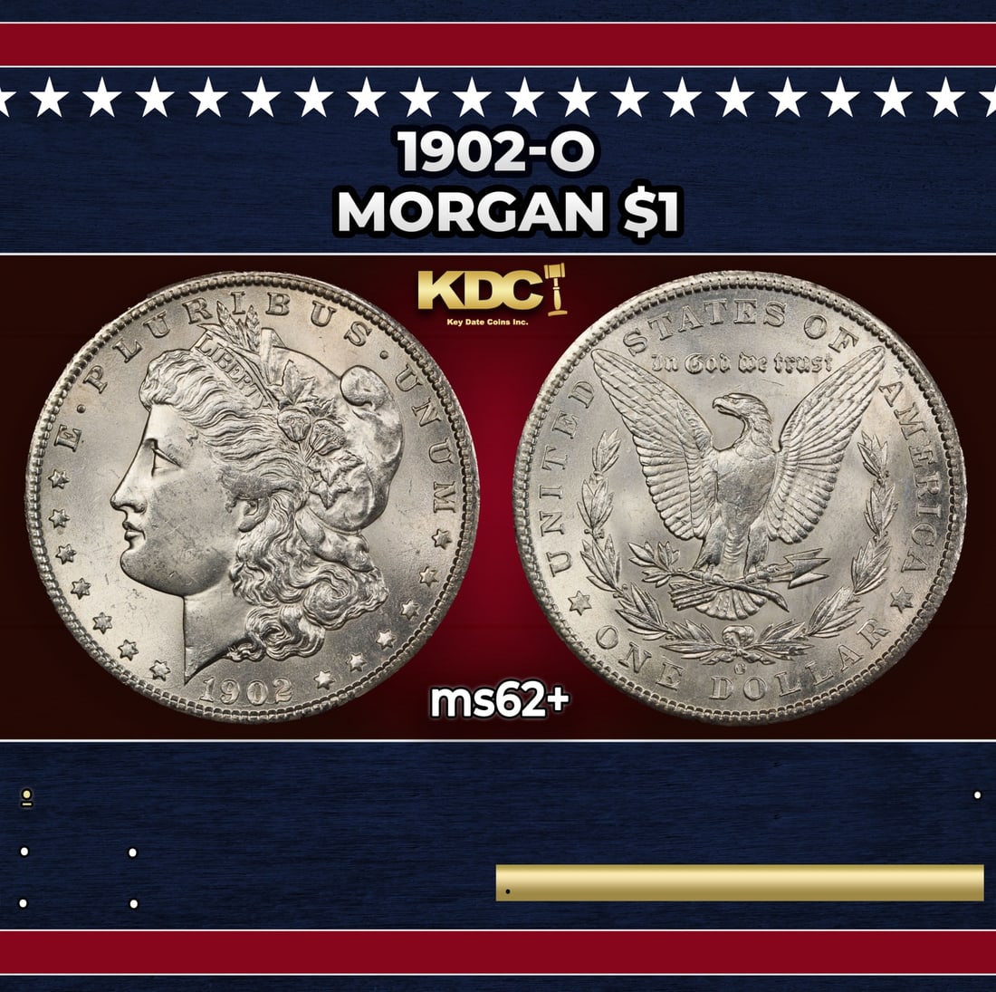 1902-o Morgan Dollar $1 Grades ms62+ (1 of 3)