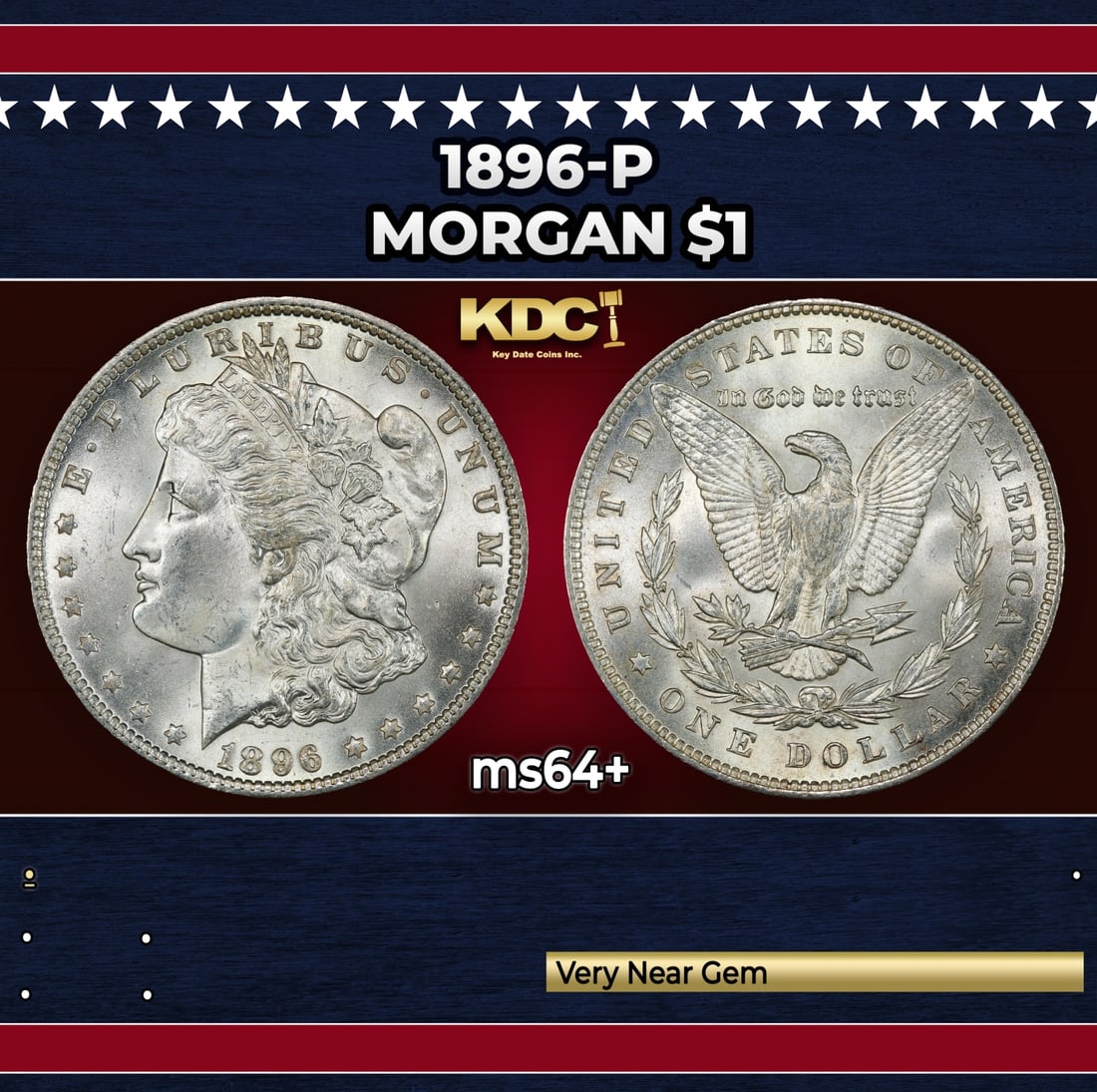 1896-p Morgan Dollar $1 Grades ms64+ (1 of 3)