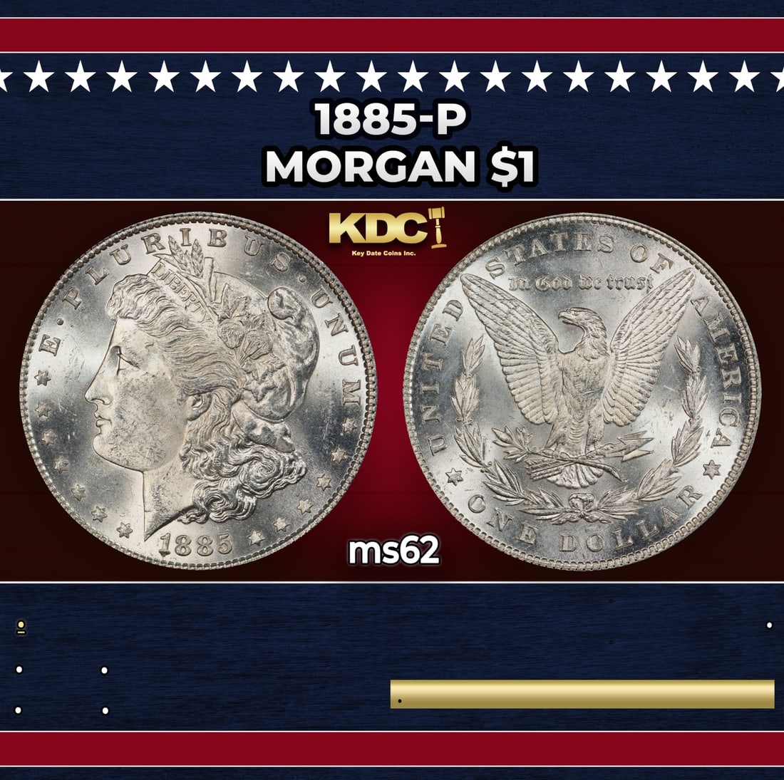 1885-p Morgan Dollar $1 Grades ms62 (1 of 3)