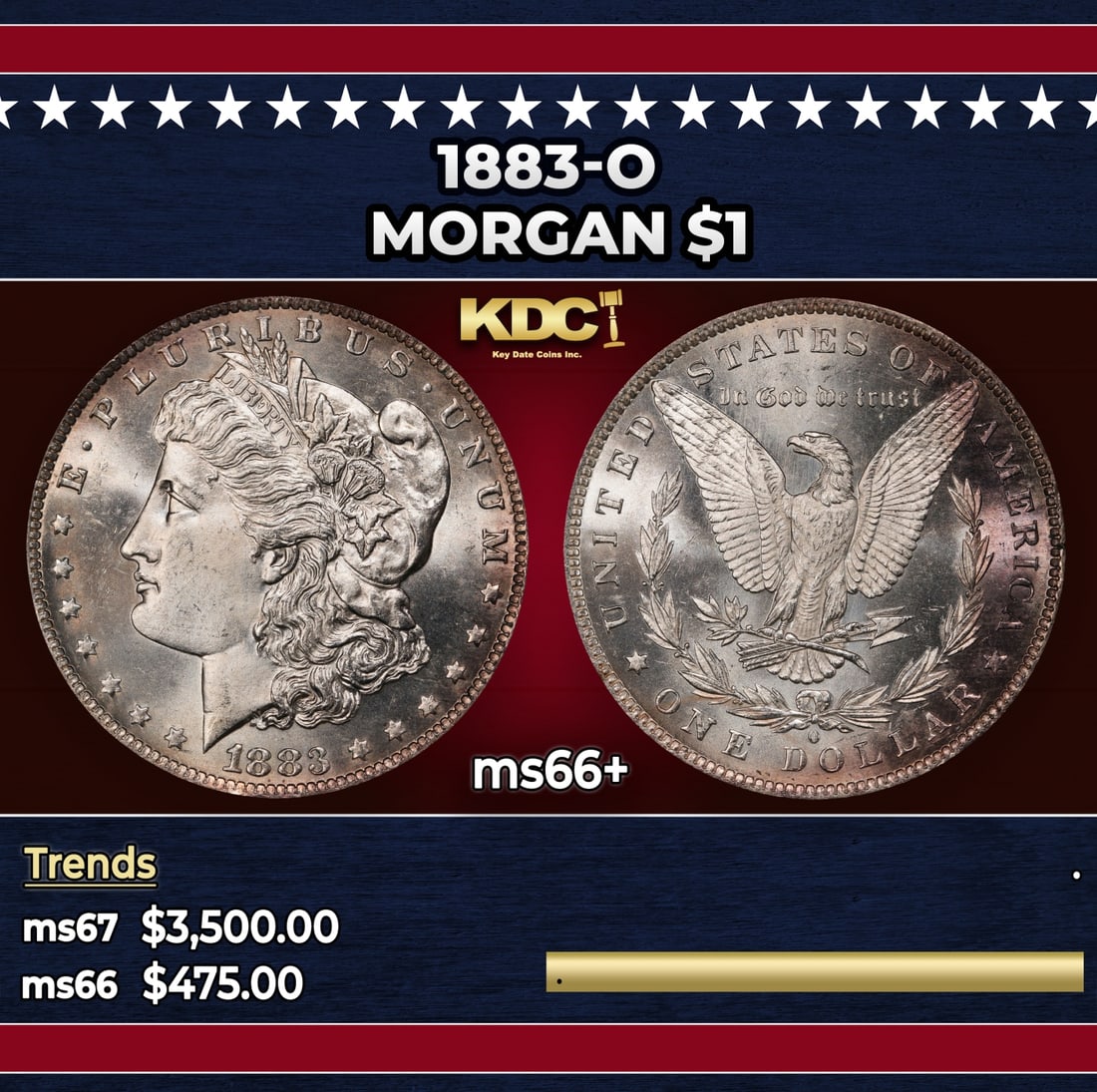 1883-o Morgan Dollar $1 ms66+ SEGS: 1883-o Morgan Dollar $1 ms66+ SEGS.