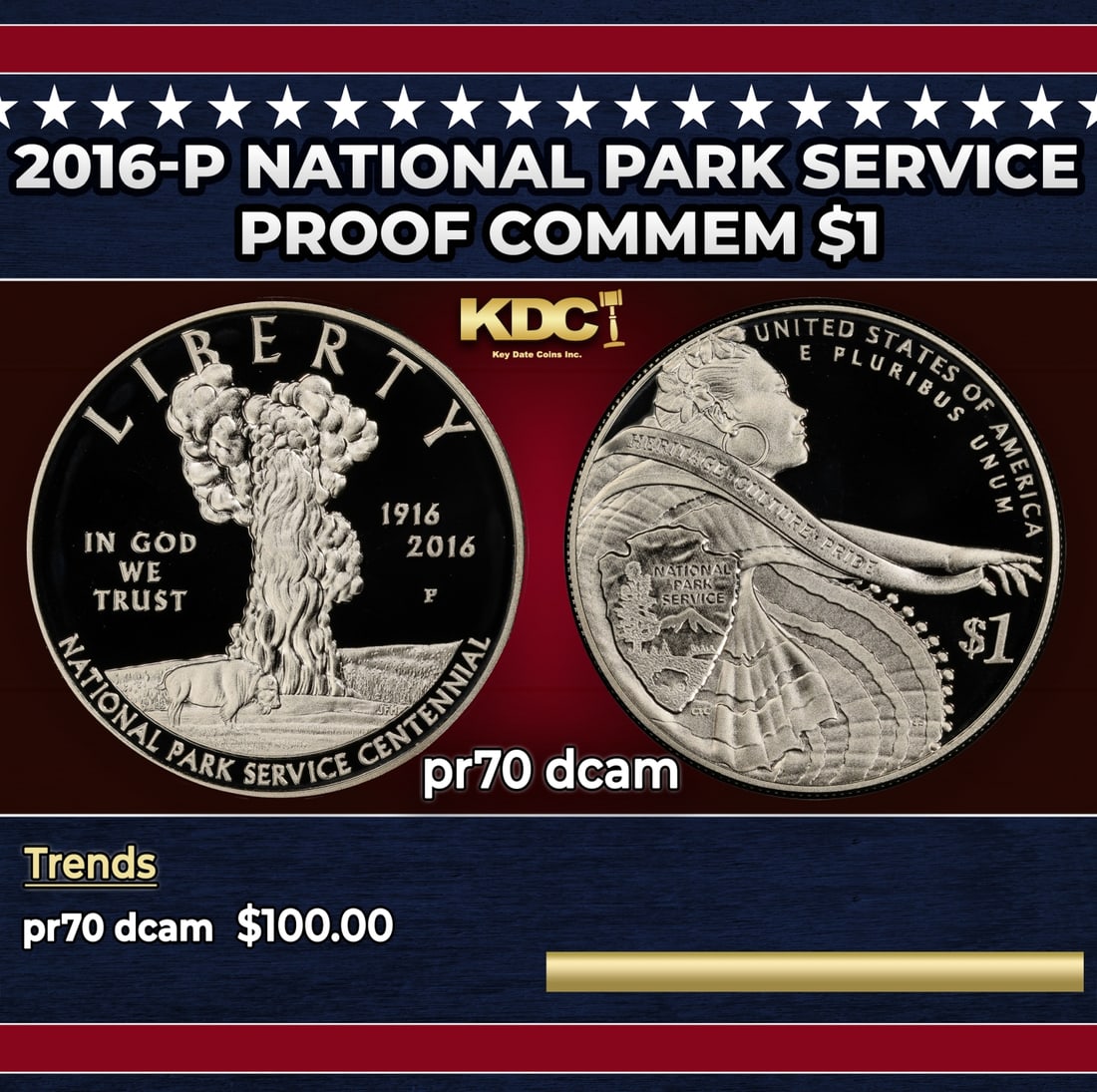 2016-p National Park Service Proof Modern Commem Dollar $1 pr70 dcam SEGS (1 of 3)