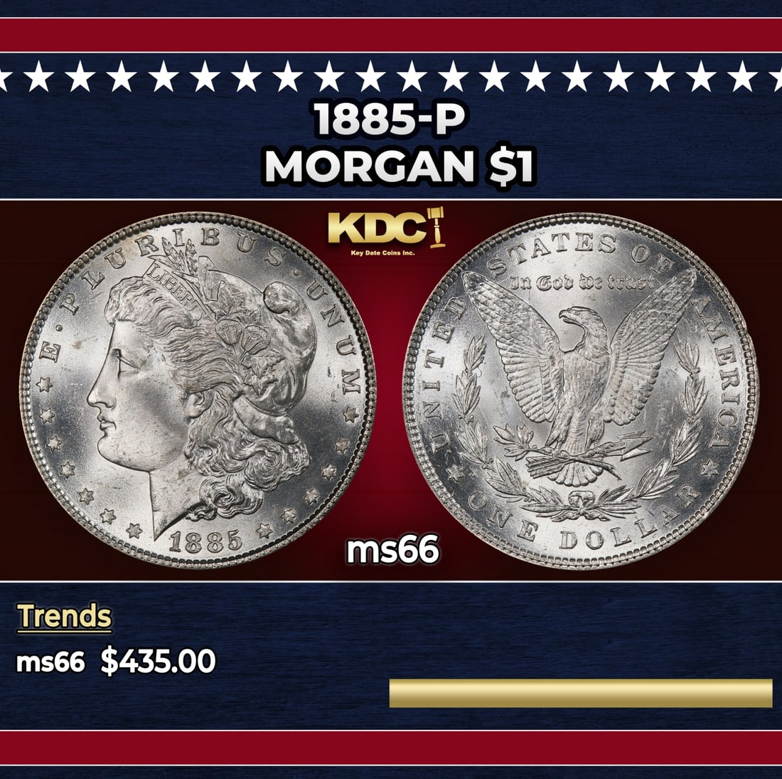 1885-p Morgan Dollar $1 Grades ms66 (1 of 3)