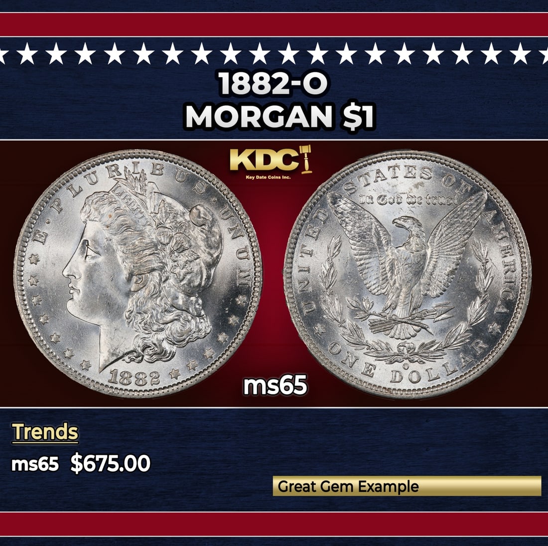1882-o Morgan Dollar $1 Grades ms65 (1 of 3)