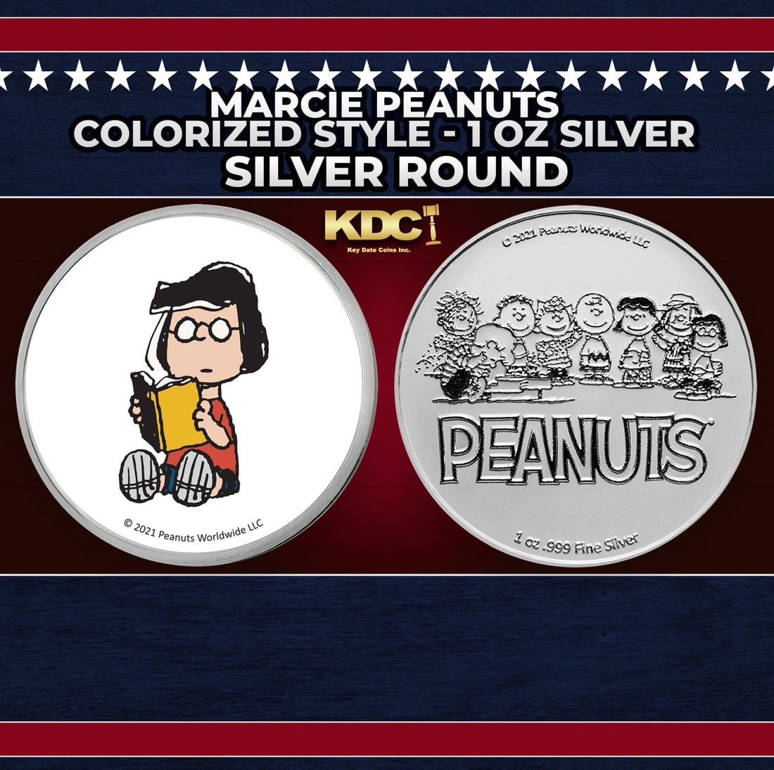 Marcie Peanuts Colorized Style - 1 oz Silver Round Round (1 of 3)