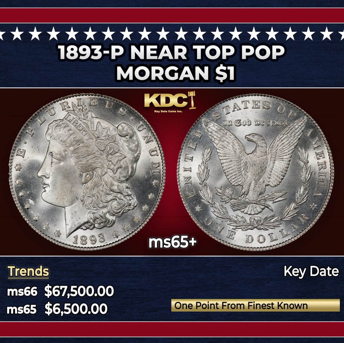 1893-p Morgan Dollar Near Top Pop $1 ms65+ SEGS (1 of 3)