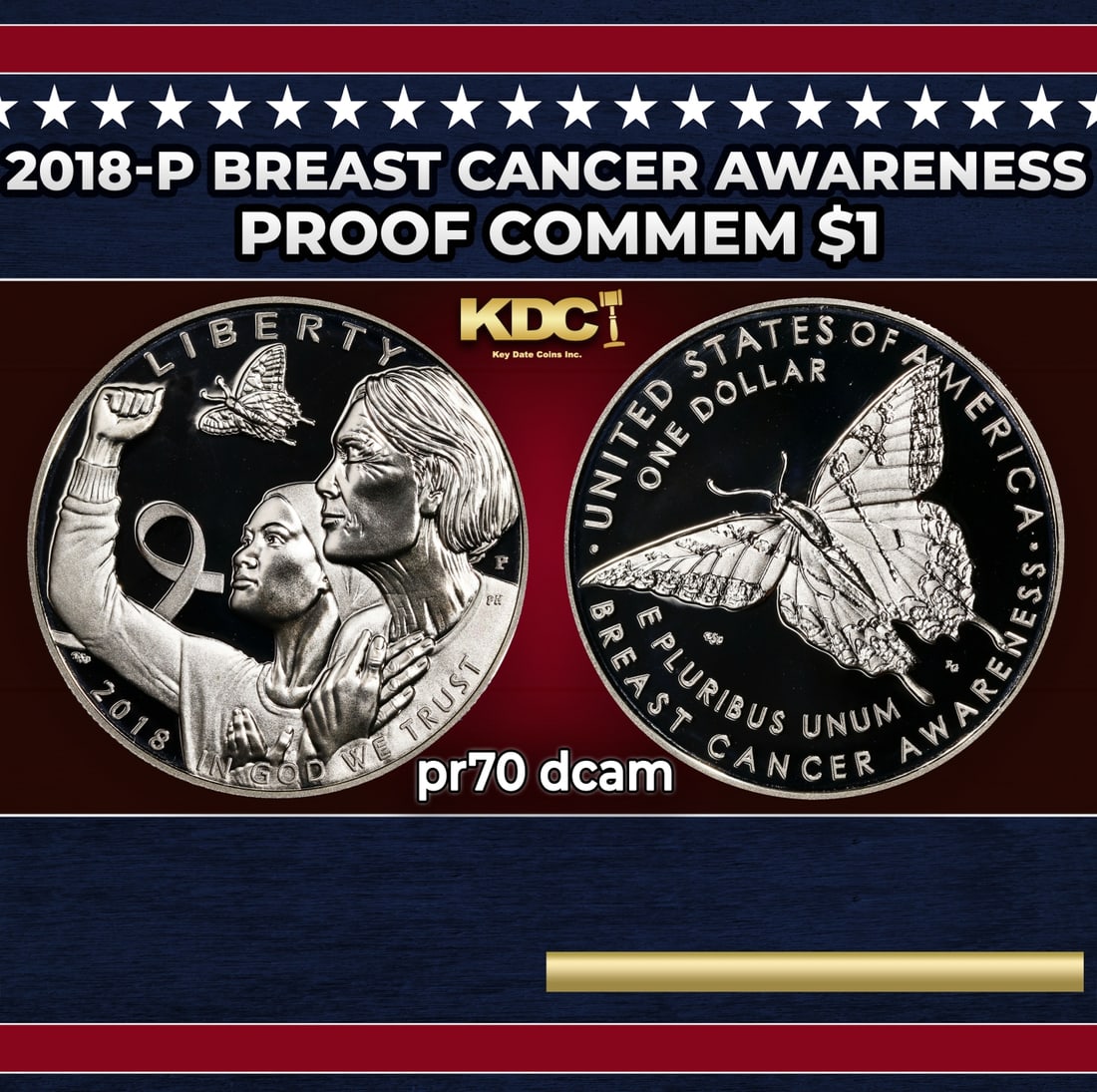 2018-p Breast Cancer Awareness Proof Modern Commem Dollar $1 pr70 dcam SEGS (1 of 3)