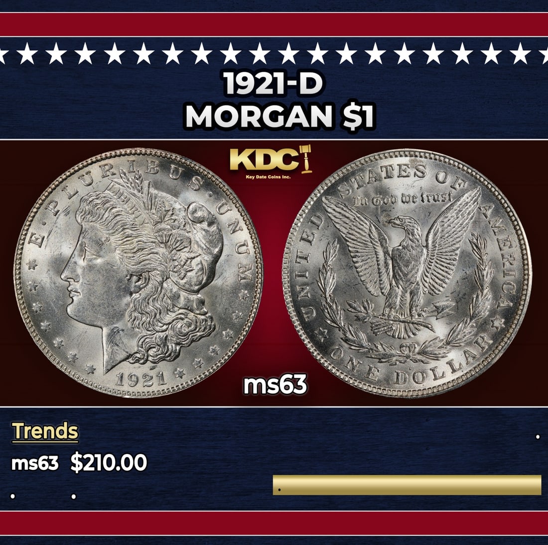 1921-d Morgan Dollar $1 Grades ms63: 1921-d Morgan Dollar $1 Grades ms63.