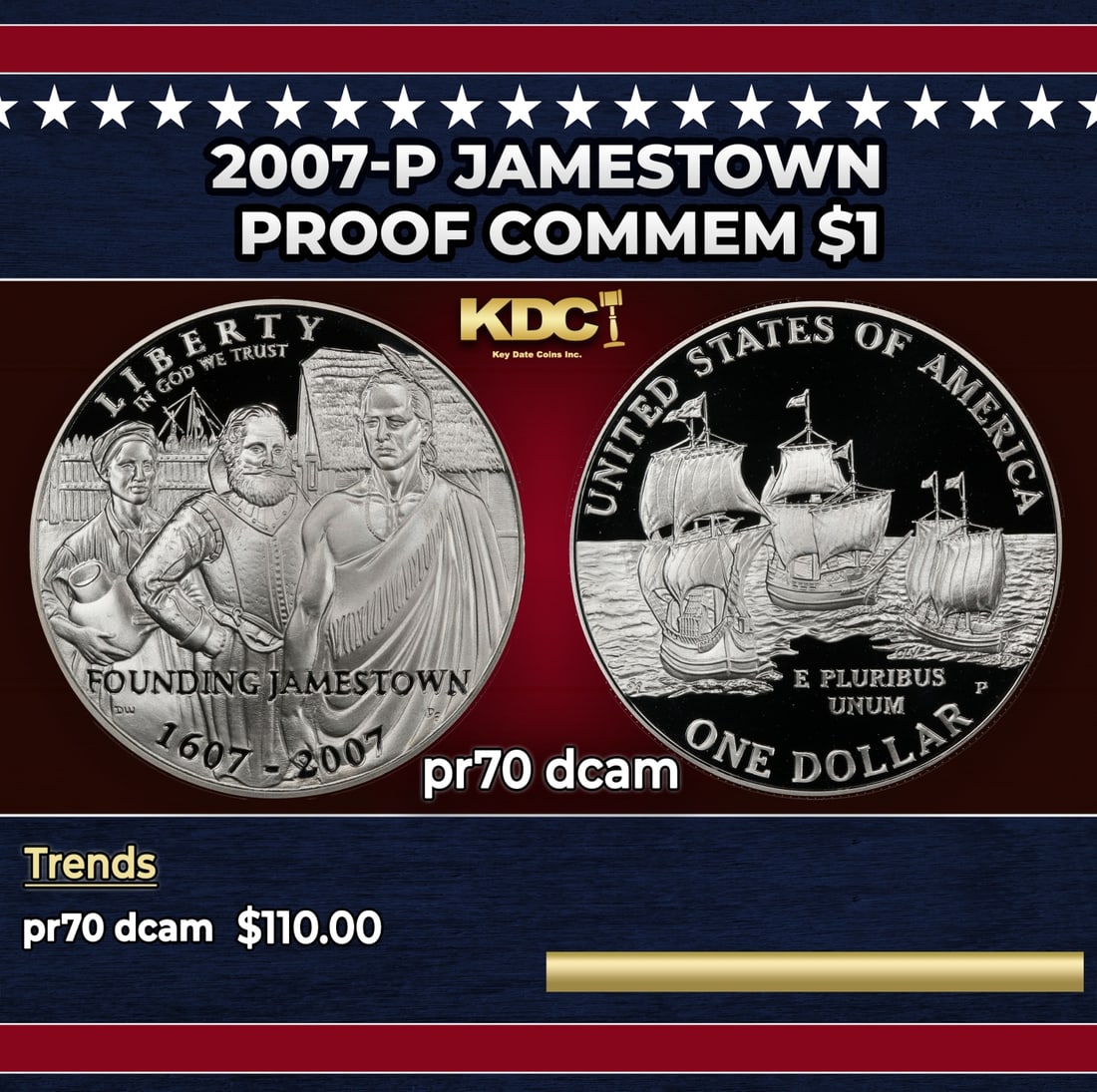 2007-P Jamestown Proof Modern Commem Dollar $1 pr70 dcam SEGS (1 of 3)