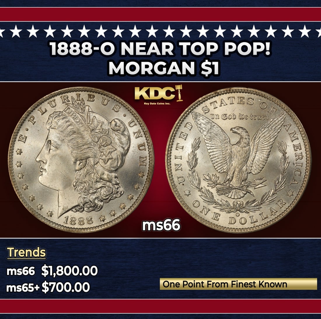 1888-o Morgan Dollar Near Top Pop! $1 ms66 SEGS (1 of 3)