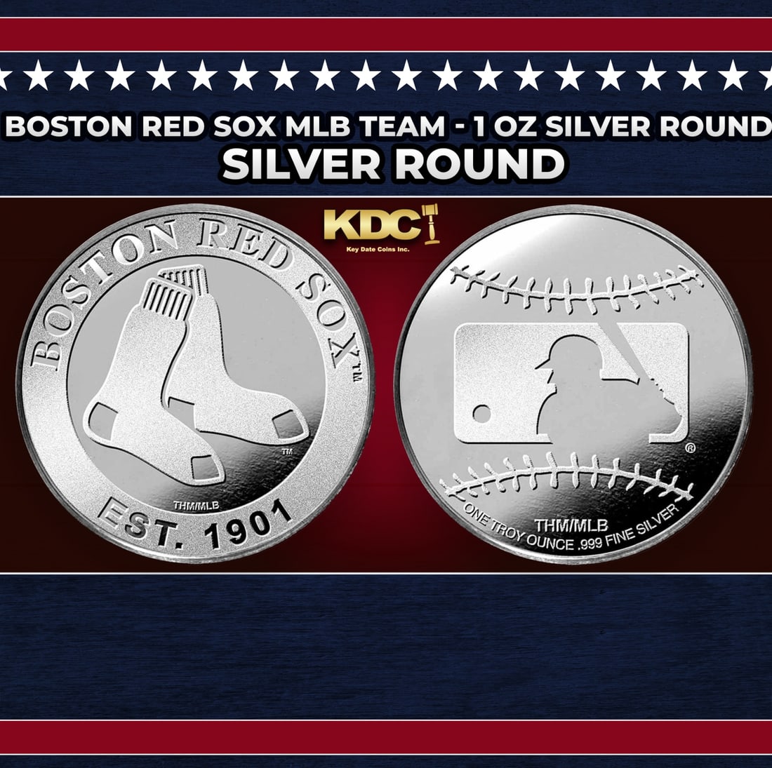 Boston Red Sox MLB Team - 1 oz Silver Round Round (1 of 3)