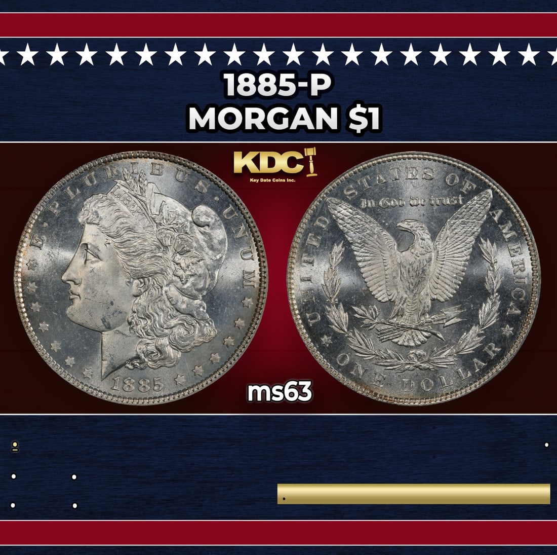 1885-p Morgan Dollar $1 Grades ms63 (1 of 3)