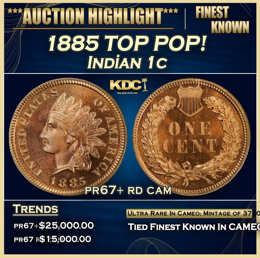 1885 Proof Indian Cent TOP POP! 1c pr67+ rd cam SEGS: 1885 TOP POP! Indian Cent 1c pr67+ rd cam SEGS. 0