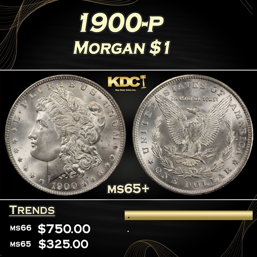 1900-p Morgan Dollar $1 Grades ms65+ (1 of 3)