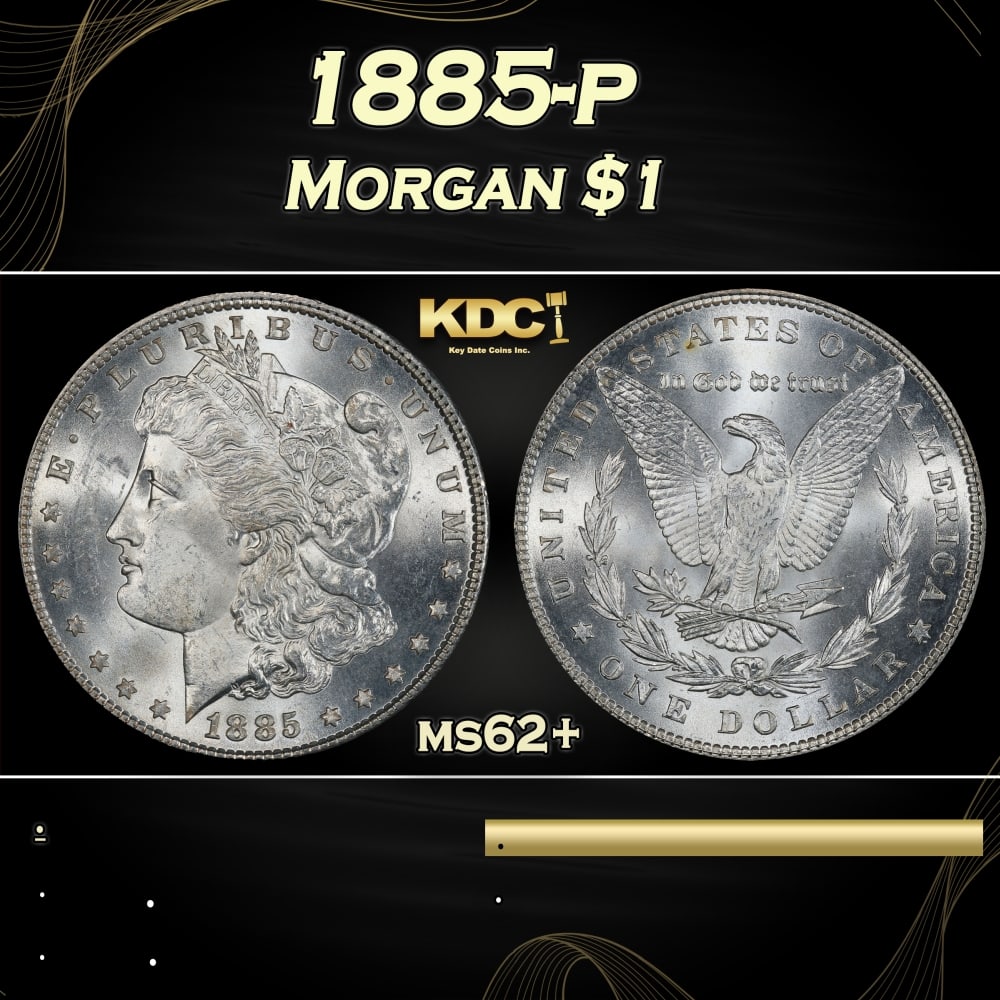 1885-p Morgan Dollar $1 Grades ms62+ (1 of 3)