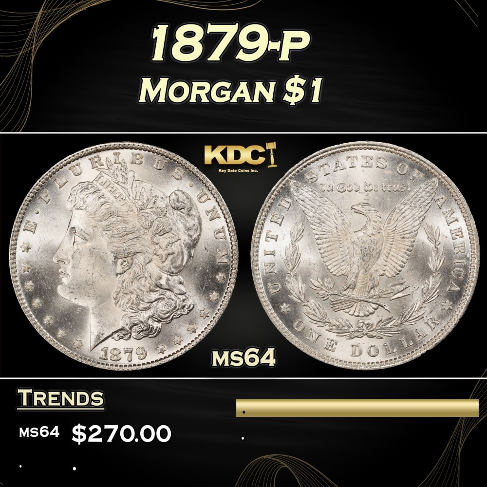 1879-p Morgan Dollar $1 Grades ms64 (1 of 3)