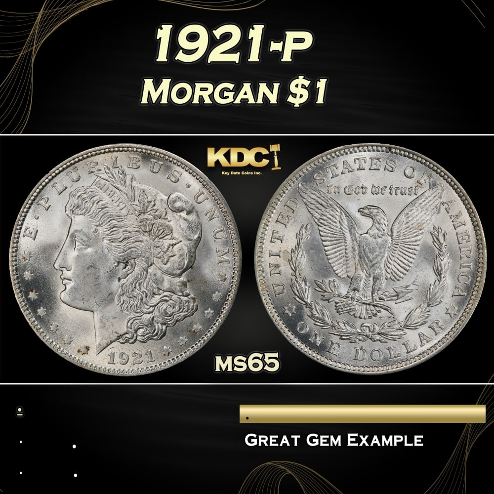 1921-p Morgan Dollar $1 Grades ms65 (1 of 3)