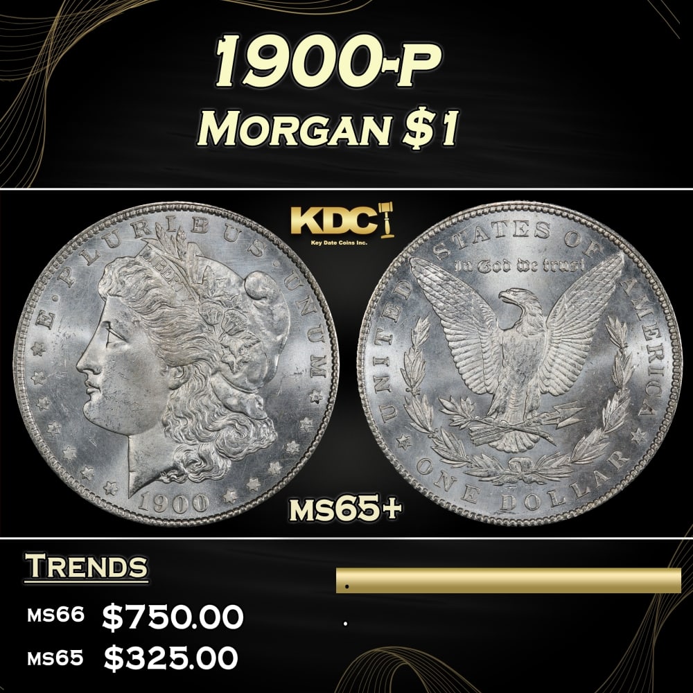 1900-p Morgan Dollar $1 Grades ms65+ (1 of 3)