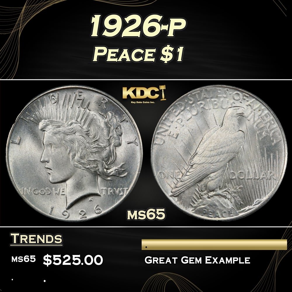 1926-p Peace Dollar $1 Grades ms65 (1 of 3)