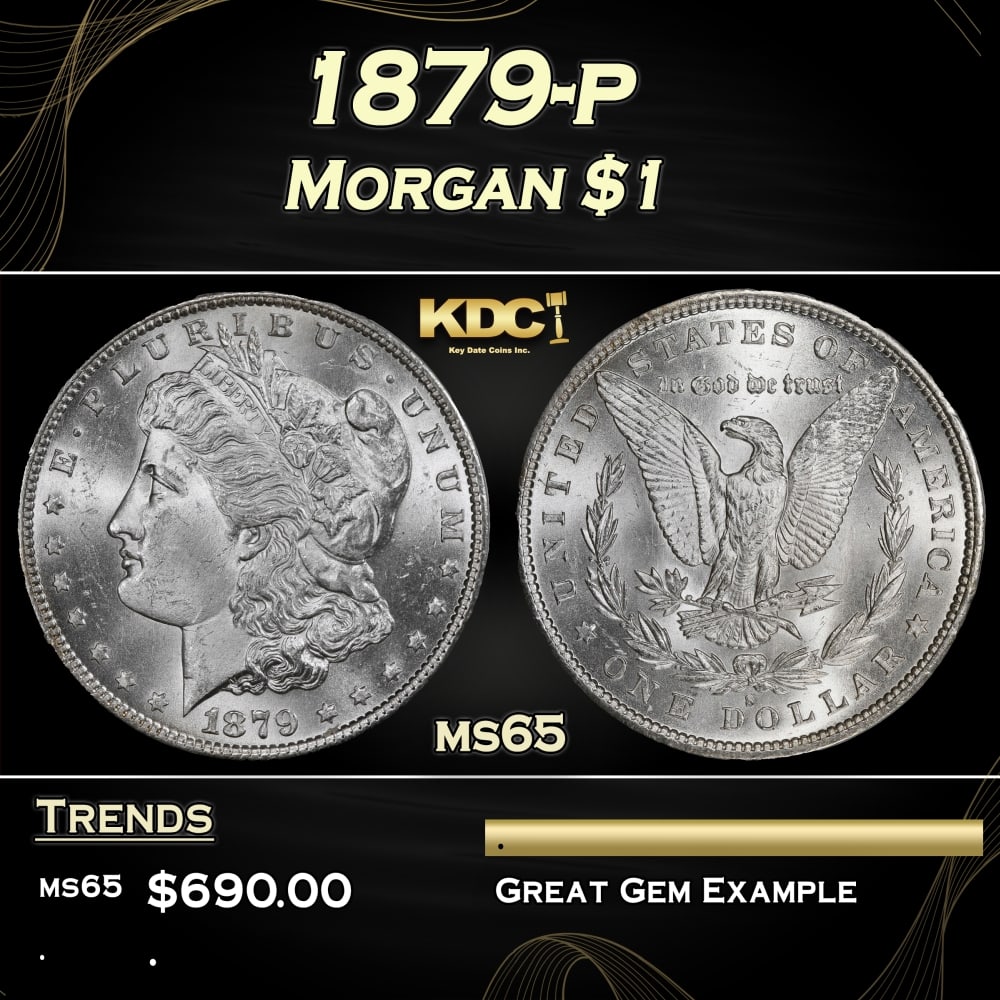 1879-p Morgan Dollar $1 Grades ms65 (1 of 3)