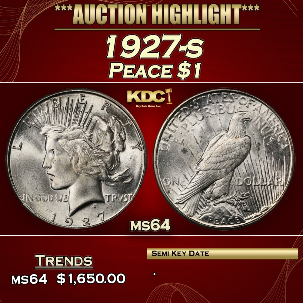 1927-s Peace Dollar $1 ms64 SEGS (1 of 3)